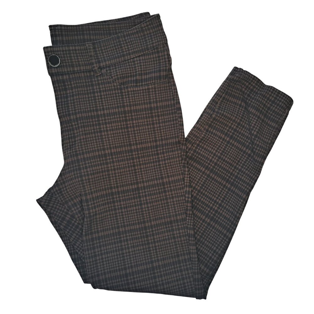 Seven7 Brown Plaid Skinny Pants Office Work Slacks Size 12
